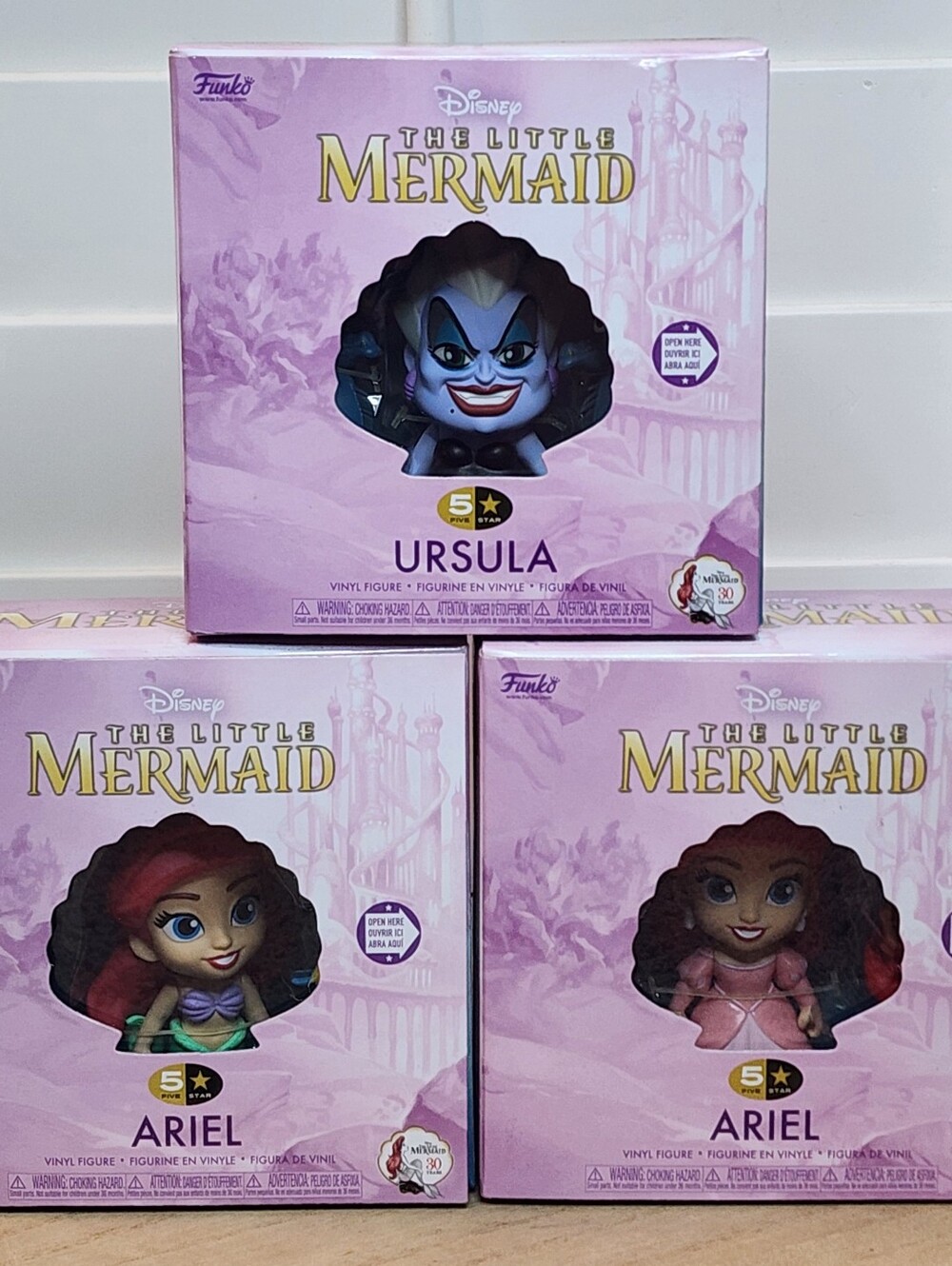 New Funko 5-Star The Little Mermaid Vinyl Figures Bundle, Ariel x2, Ursula
